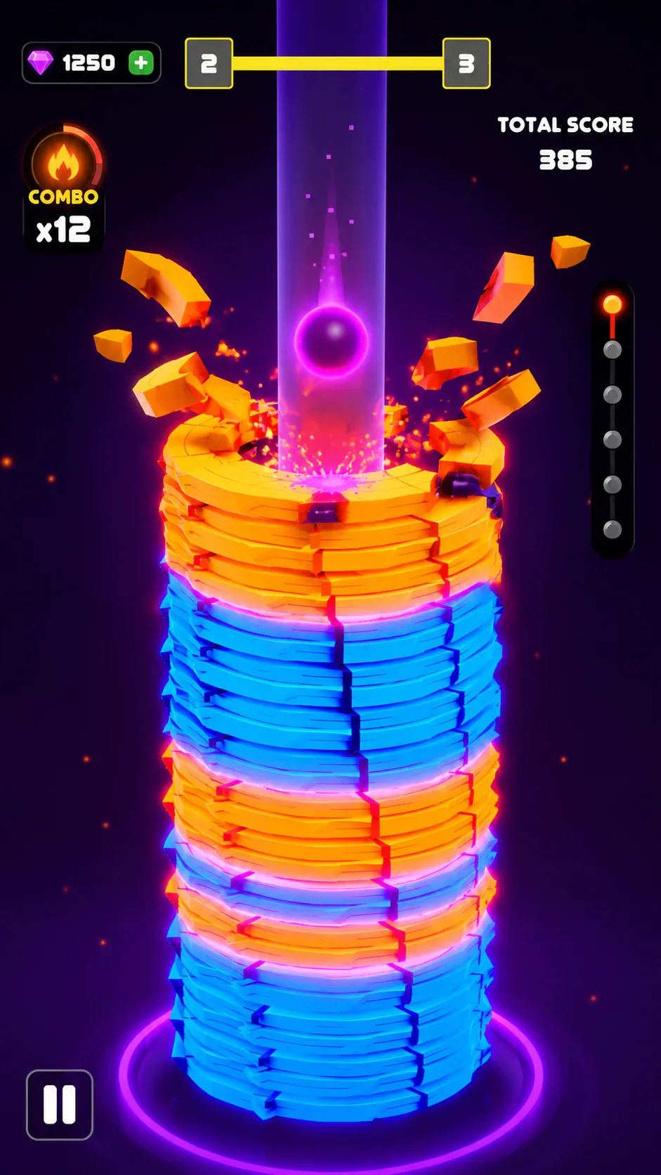 Neon Stack Ball Challenge 2