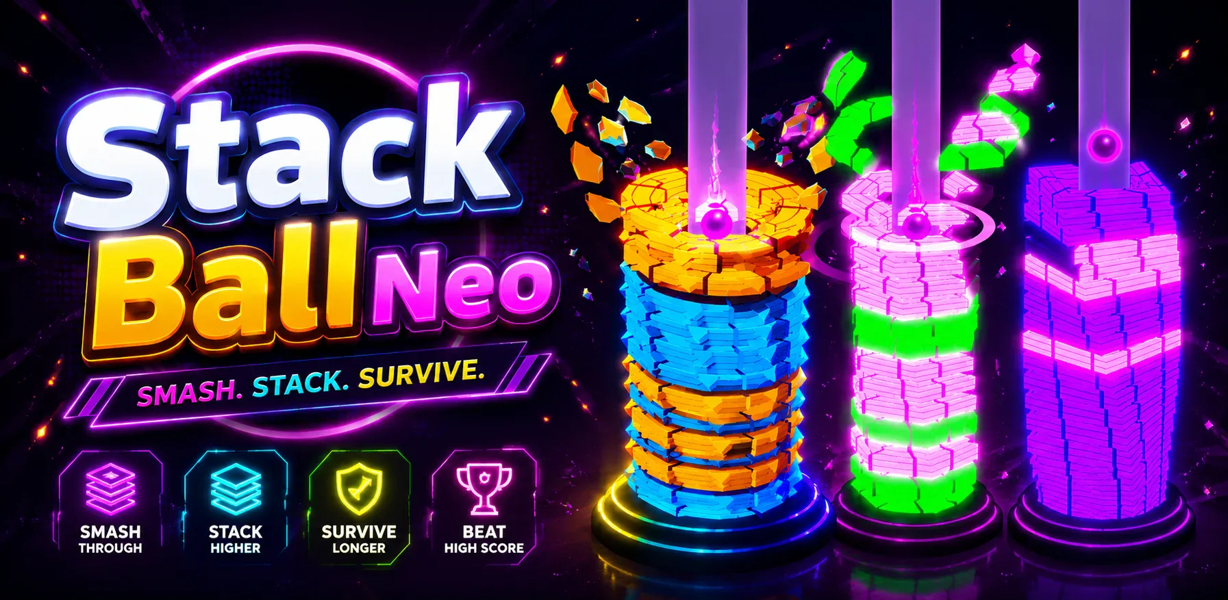 Neon Stack Ball Intro Screenshot
